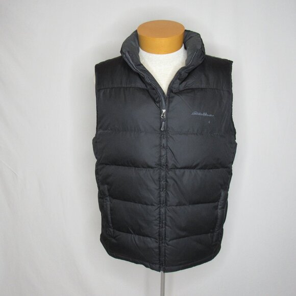 Eddie Bauer Black Goose Down Puffer Vest Men's M Medium - Picture 5 of 8